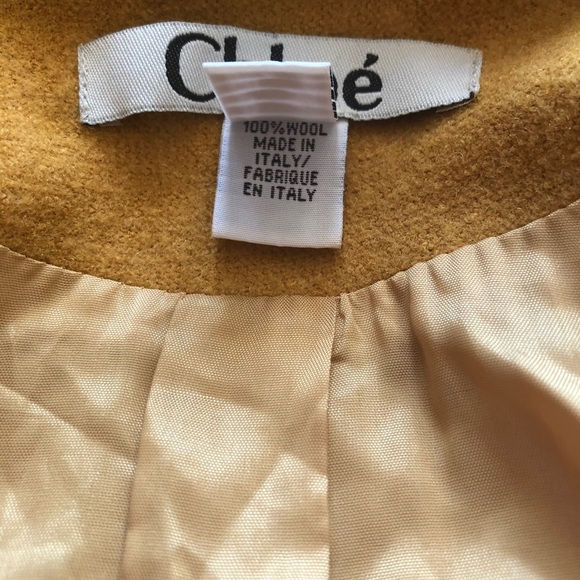 Chloe Coat Wool Mustard Yellow One Wool Button Jacket size US 4 Made in Italy - Picture 8 of 10